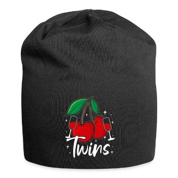 Sour cherries twin siblings design - Bonnet en jersey - noir - Devant