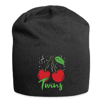 Sour cherries twin siblings design - Bonnet en jersey - noir - Devant