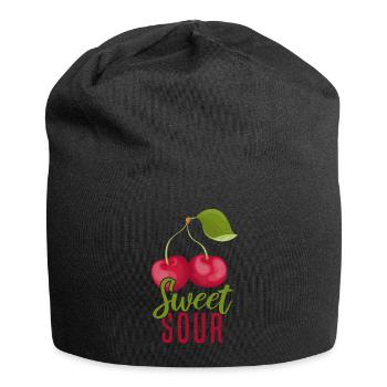 Sour cherries twin siblings design - Bonnet en jersey - noir - Devant