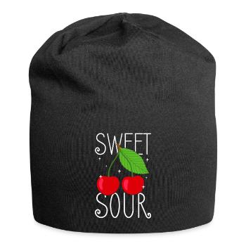 Sour cherries twin siblings design - Bonnet en jersey - noir - Devant