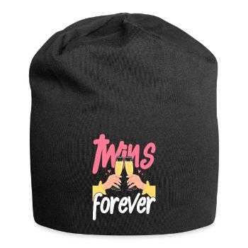 Zwillings Geschwister Party mit Sektglas - Jersey-Beanie - Schwarz - Vorne