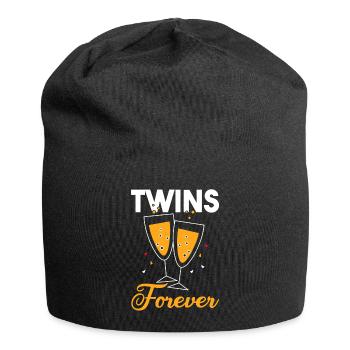 Twin siblings party with glass - Jersey Beanie - black - Front