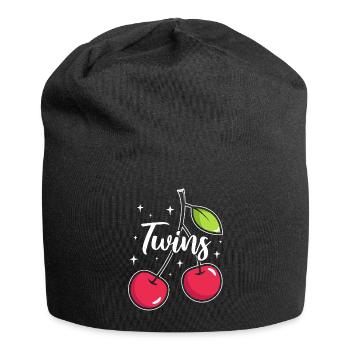 Sour cherries twin siblings design - Bonnet en jersey - noir - Devant
