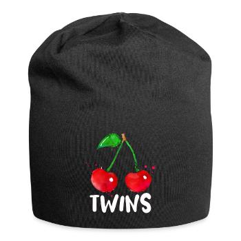 Sour cherries twin siblings design - Bonnet en jersey - noir - Devant