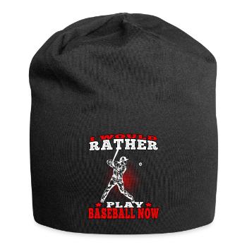 rather play Baseball Baseballer Baseballspieler - Jersey-Beanie - Schwarz - Vorne