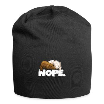 Font Nope Bären Schlafen - Jersey-Beanie - Schwarz - Vorne