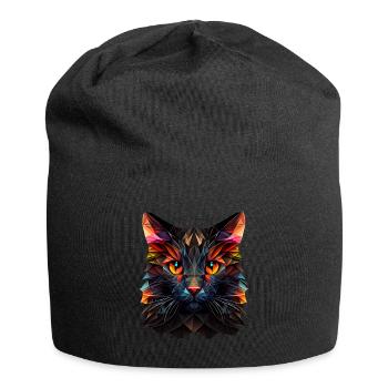 Cat Cats Kitten Polygon Cat - Jersey Beanie - black - Front