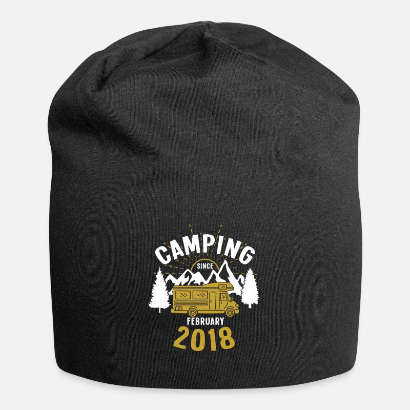 Geburtstag: Camping seit Februar 2018 Wohnmobil - Jersey-Beanie - Schwarz