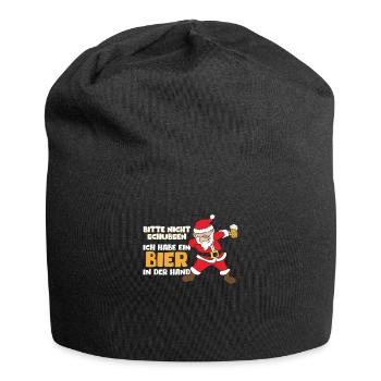 Bitte Nicht Schubsen Ich Habe Bier In Der Hand - Jersey-Beanie - Schwarz - Vorne