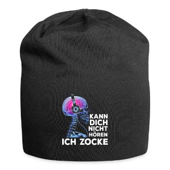 Kann Dich Nicht Hören Ich Zocke Gamer Skelett - Jersey-Beanie - Schwarz - Vorne