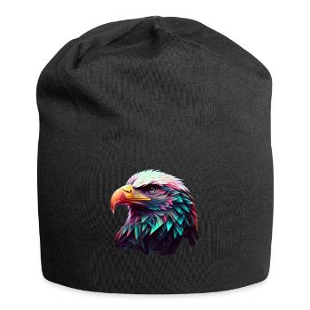 Conception polygonale cool avec un pygargue à tête blanche - Bonnet en jersey - noir - Devant