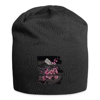 Vintage Japanese Sakura Cherry Blossom Temple - Jersey Beanie - black - Front