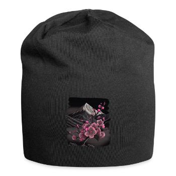 Vintage Japanese Sakura Cherry Blossom Temple - Jersey Beanie - black - Front