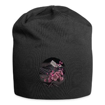 Vintage Japanese Sakura Cherry Blossom Temple - Jersey Beanie - black - Front