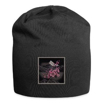 Vintage Japanese Sakura Cherry Blossom Temple - Jersey Beanie - black - Front