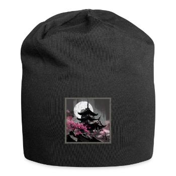 Vintage Japanese Sakura Cherry Blossom Temple - Jersey Beanie - black - Front