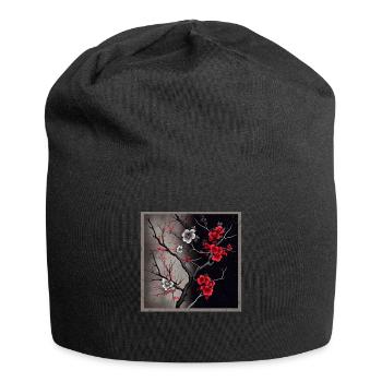 Vintage Japanese Sakura Cherry Blossom Temple - Jersey Beanie - black - Front
