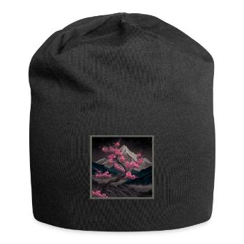 Vintage Japanese Sakura Cherry Blossom Temple - Jersey Beanie - black - Front