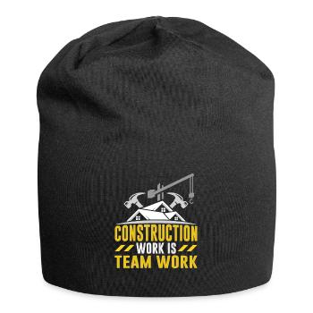 Bauarbeit Ist Teamarbeit Teamwork Baustelle Bau - Jersey-Beanie - Schwarz - Vorne