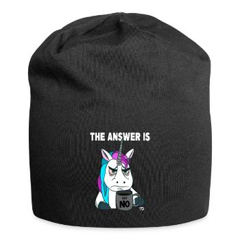 Just no. Grumpy funny unicorn with coffee - Jersey Beanie - black - Front