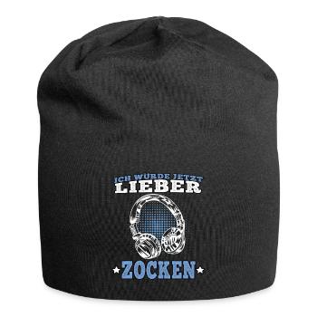 Lieber zocken Videospiele Gamer Gaming Zocker - Jersey-Beanie - Schwarz - Vorne
