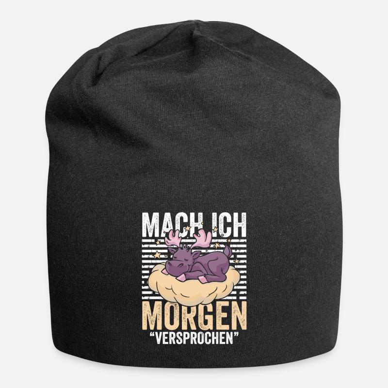 Mach ich Morgen Versprochen - Jersey-Beanie - Schwarz