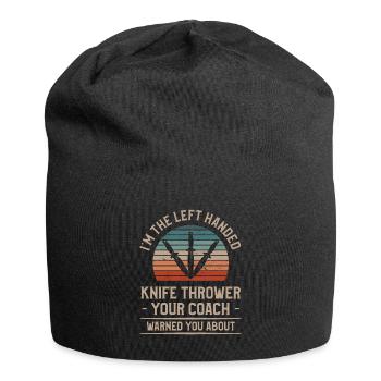 Ich bin der linkshändige Messerwerfer Dein Trainer - Jersey-Beanie - Schwarz - Vorne