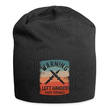 Warnung Linkshänder Messerwerfer Lefty - Jersey-Beanie - Schwarz - Vorne