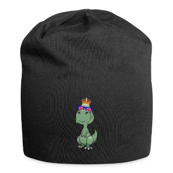 Dino Queen Elizabeth II British Crown T-Rex - Jersey Beanie - black - Front