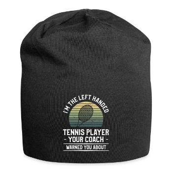 Ich bin der linkshändige Tennisspieler Dein Trainer - Jersey-Beanie - Schwarz - Vorne