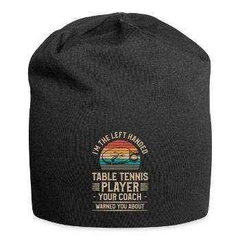 Ich bin der linkshändige Tischtennisspieler Dein Trainer - Jersey-Beanie - Schwarz - Vorne