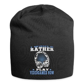 Lieber zocken Videospiele Gamer Gaming Zocker - Jersey-Beanie - Schwarz - Vorne