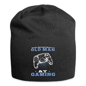 Vieil homme jouer jeux vidéo joueurs joueurs - Bonnet en jersey - noir - Devant