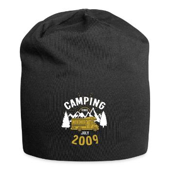 Geburtstag: Camping seit Juli 2009 Wohnmobil - Jersey-Beanie - Schwarz - Vorne