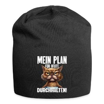 Mein Plan Für Heute Durchhalten! - Jersey-Beanie - Schwarz - Vorne