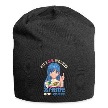 Just a girl who loves anime ramen - Jersey Beanie - black - Front