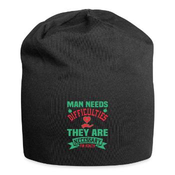 DER MENSCH BRAUCHT SCHWIERIGKEITEN SIE SIND NOTWENDIG GESUNDHEIT - Jersey-Beanie - Schwarz - Vorne