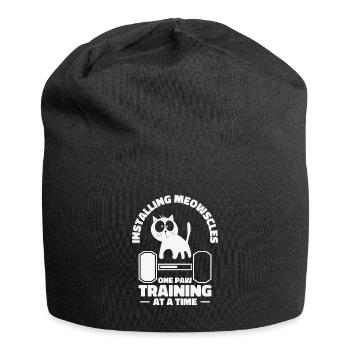 Katze Gewichtheben Haustierbesitzer Installieren - Jersey-Beanie - Schwarz - Vorne