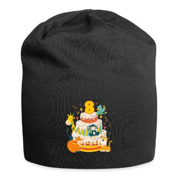 8th Birthday Cake Animals Party Gift 8 Years Old - Jersey-Beanie - Schwarz - Vorne