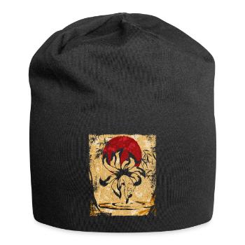 Neunschwänziger Fuchs Japanische Retro Kunst - Jersey-Beanie - Schwarz - Vorne