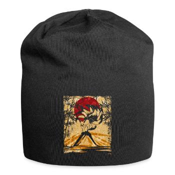 Neunschwänziger Fuchs Japanische Retro Kunst - Jersey-Beanie - Schwarz - Vorne