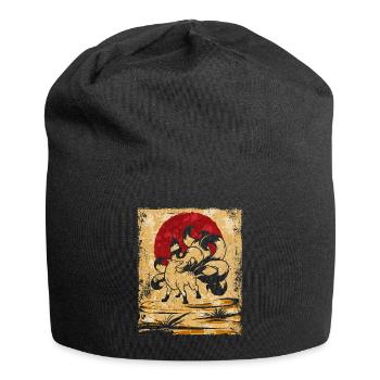 Neunschwänziger Fuchs Japanische Retro Kunst - Jersey-Beanie - Schwarz - Vorne