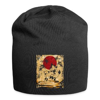 Neunschwänziger Fuchs Japanische Retro Kunst - Jersey-Beanie - Schwarz - Vorne