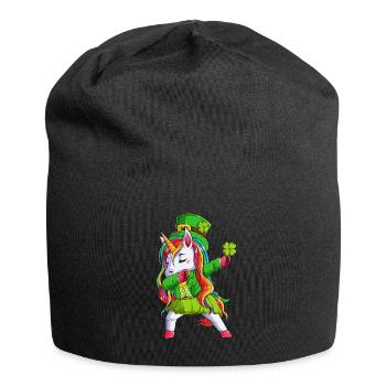 Irish Unicorn Green Clover St Patrick's Day - Jersey Beanie - black - Front