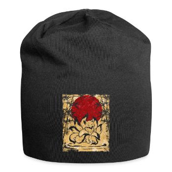 Neunschwänziger Fuchs Japanische Retro Kunst - Jersey-Beanie - Schwarz - Vorne