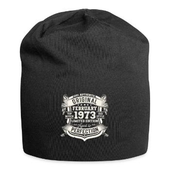February born 1973 50th birthday gift man - Jersey Beanie - black - Front