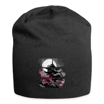 Vintage Japanese Sakura Cherry Blossom Temple - Jersey Beanie - black - Front