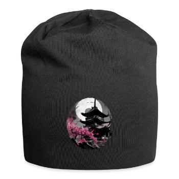Temple japonais vintage des fleurs de cerisier Sakura - Bonnet en jersey - noir - Devant