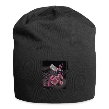 Vintage Japanese Sakura Cherry Blossom Temple - Jersey Beanie - black - Front