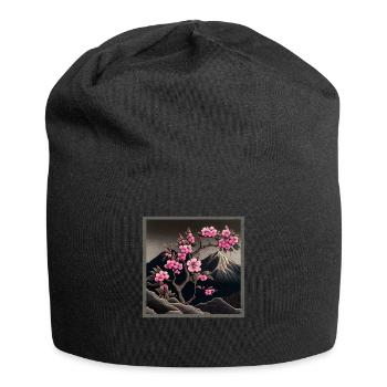 Vintage Japanese Sakura Cherry Blossom Temple - Jersey Beanie - black - Front